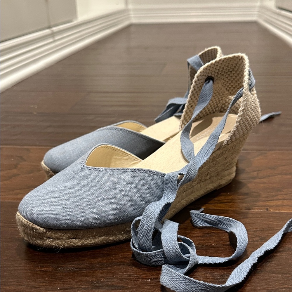 Soludos Women's Blue Espadrille Wedge Shoes 2.5” heel size 9